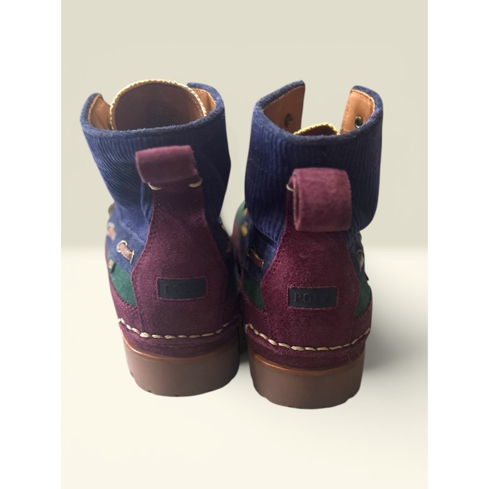 Polo Country Ralph Lauren NWOB SZ 9 Boots Multicolor Suede Corduroy Ranger - Picture 5 of 11